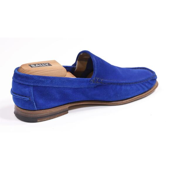 Kiton Napoli Royal Blue Unlined Suede Leather Penny Loafers Men\'s US 7
